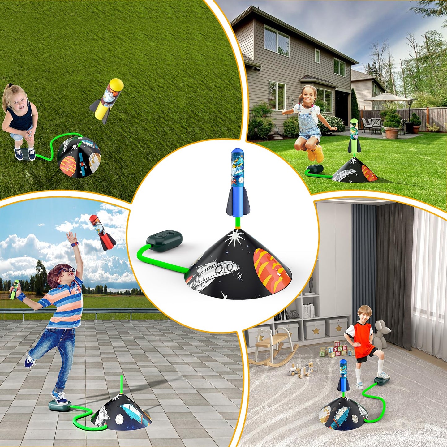 Otoseth Toys Rocket Launcher for Kids – Launch Up to 100 Ft, 8 Foam Rockets & Adjustable Stand