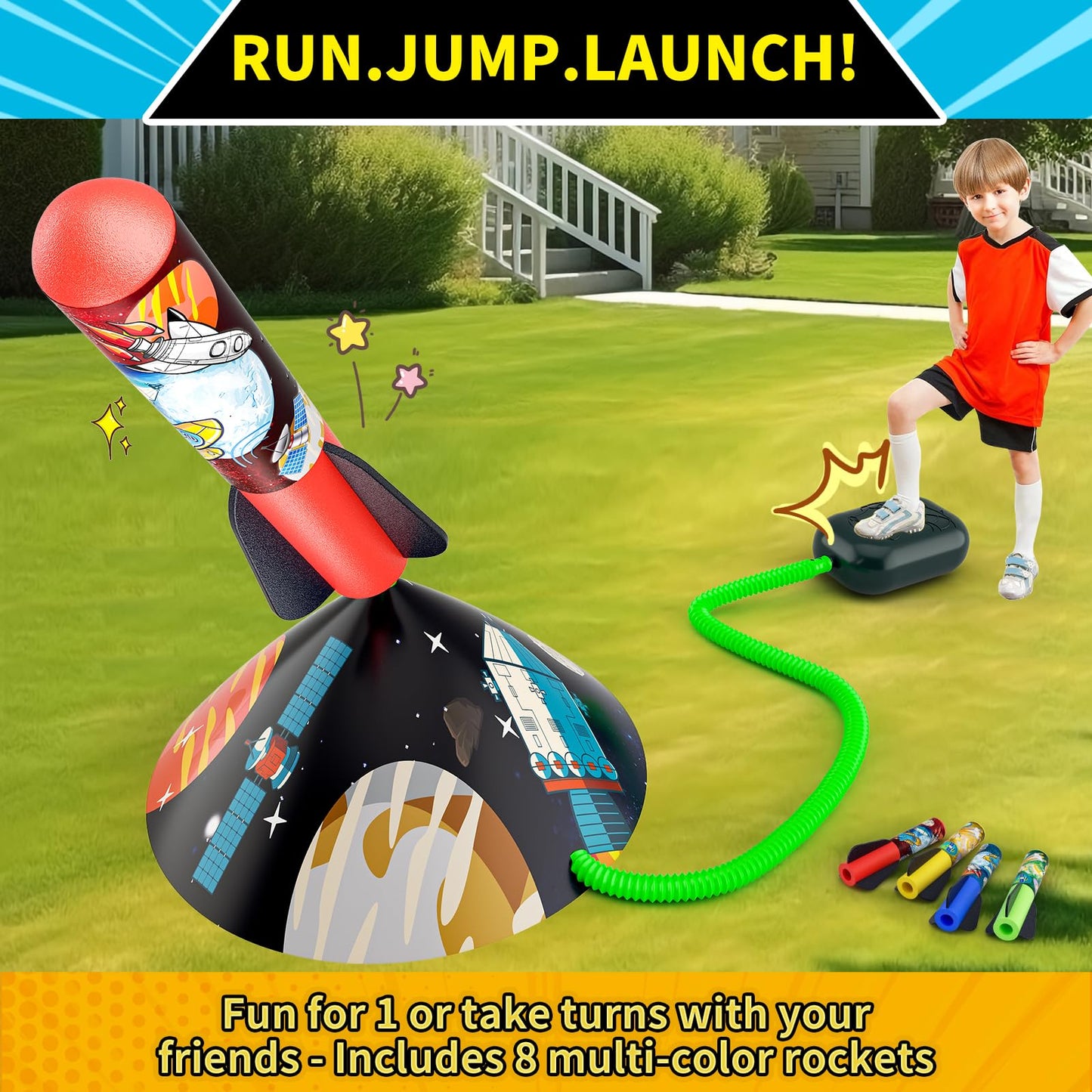 Otoseth Toys Rocket Launcher for Kids – Launch Up to 100 Ft, 8 Foam Rockets & Adjustable Stand