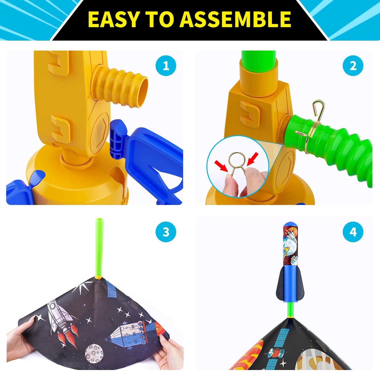 Otoseth Toys Rocket Launcher for Kids – Launch Up to 100 Ft, 8 Foam Rockets & Adjustable Stand
