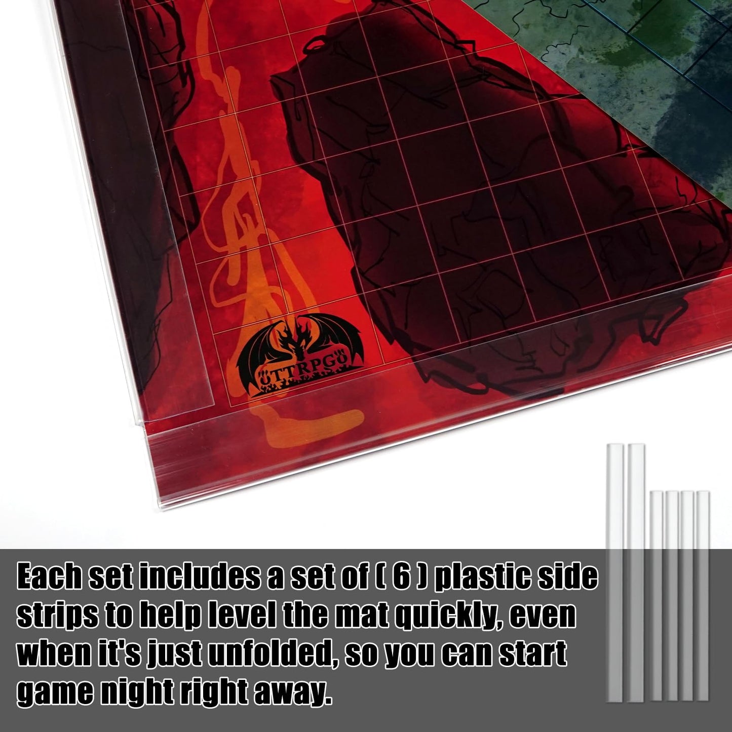 oTTRPGo 6 Pack DND Map Battle Mats – 12 Terrain 24x36, 1-Inch Grids, Dry Erase