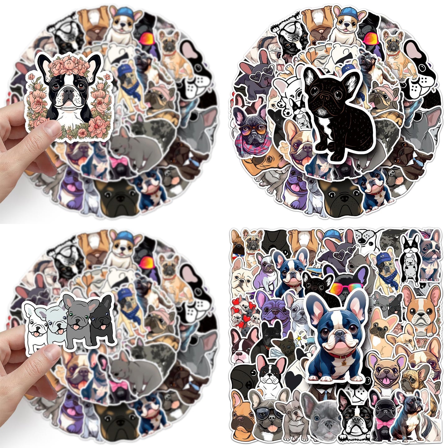 OTYSLIU French Bulldog Stickers – 50 Pcs Waterproof Vinyl Bulldog Stickers for Gifts, Crafts & Decor