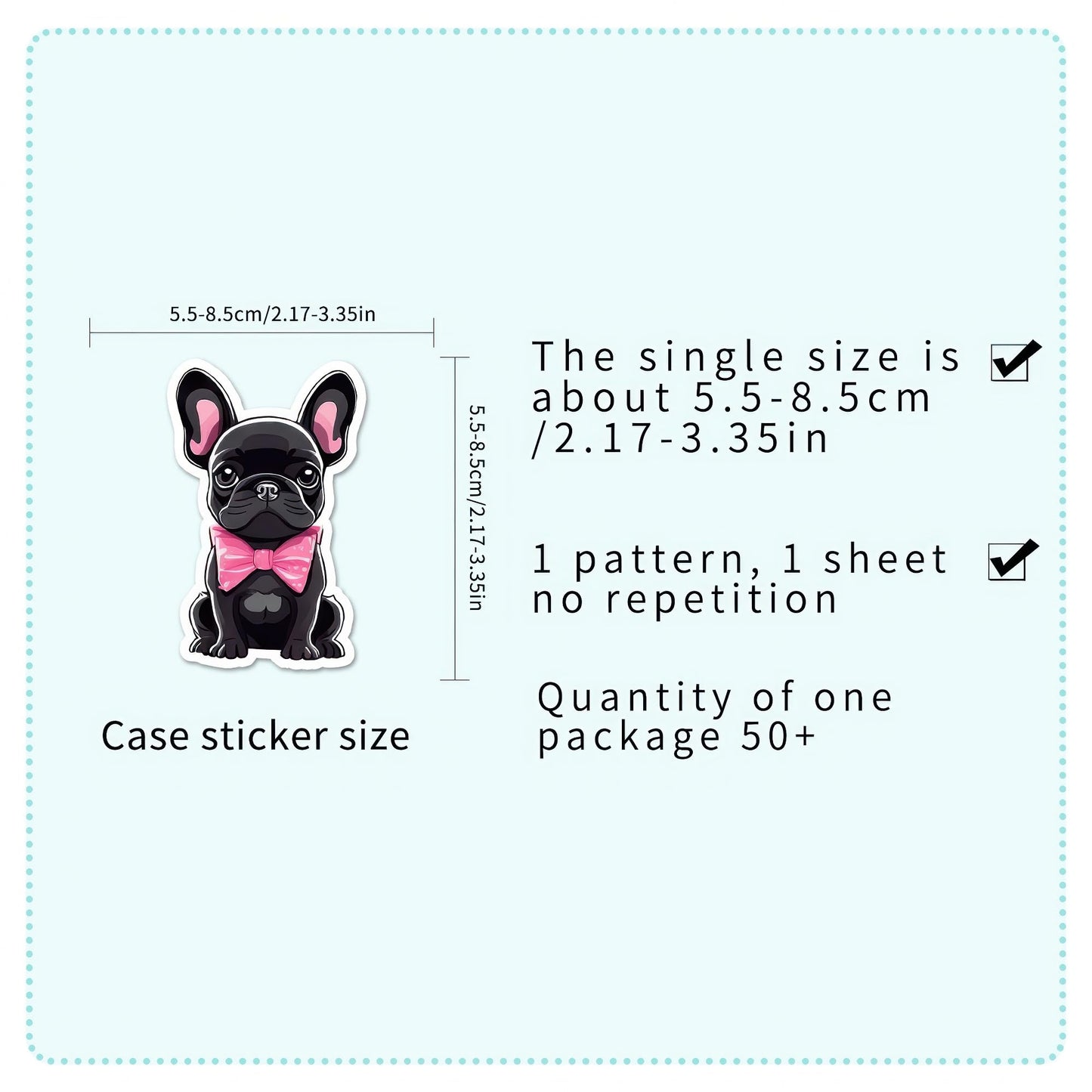 OTYSLIU French Bulldog Stickers – 50 Pcs Waterproof Vinyl Bulldog Stickers for Gifts, Crafts & Decor