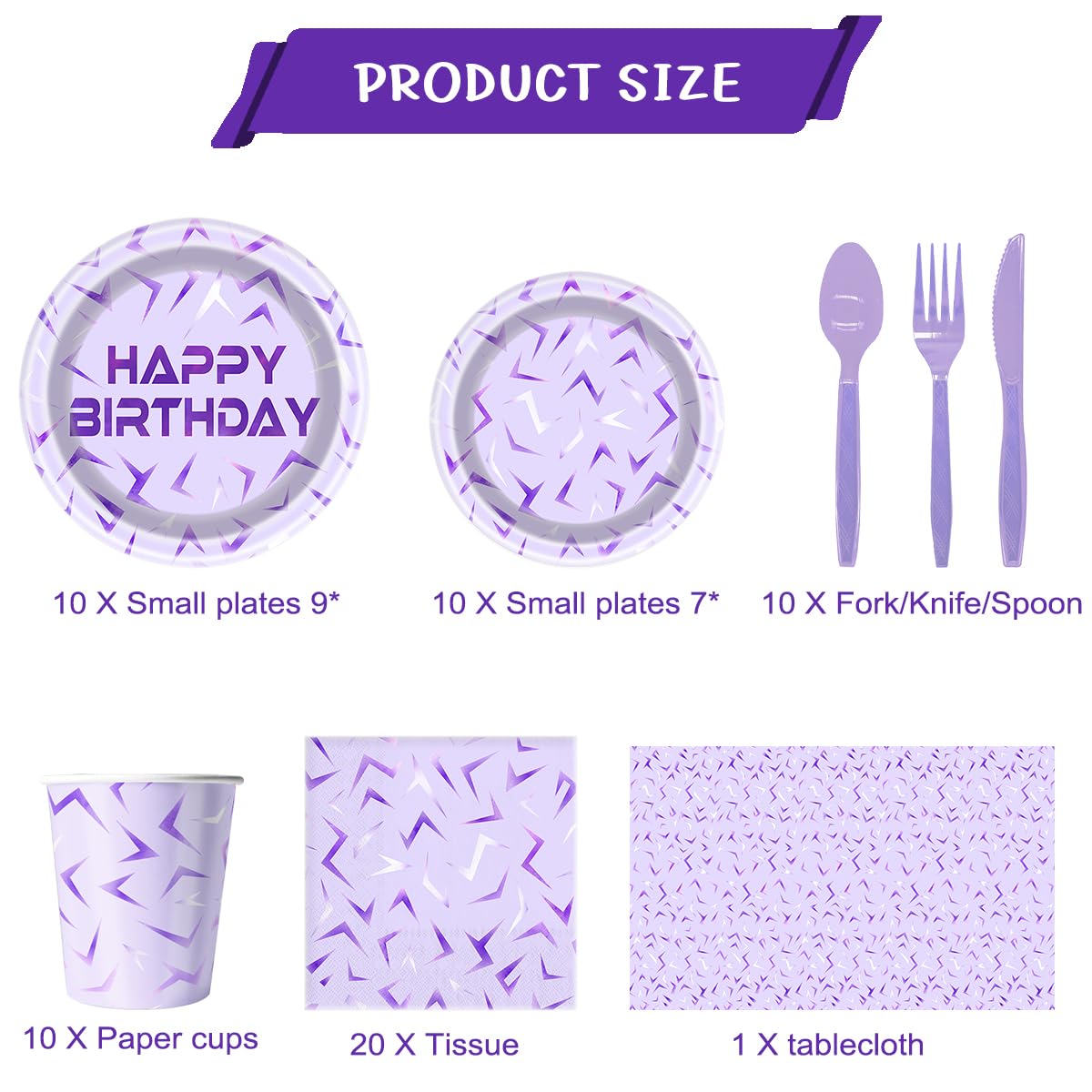OU RUI 81Pcs Purple Demon Party Tableware Set – Birthday Supplies