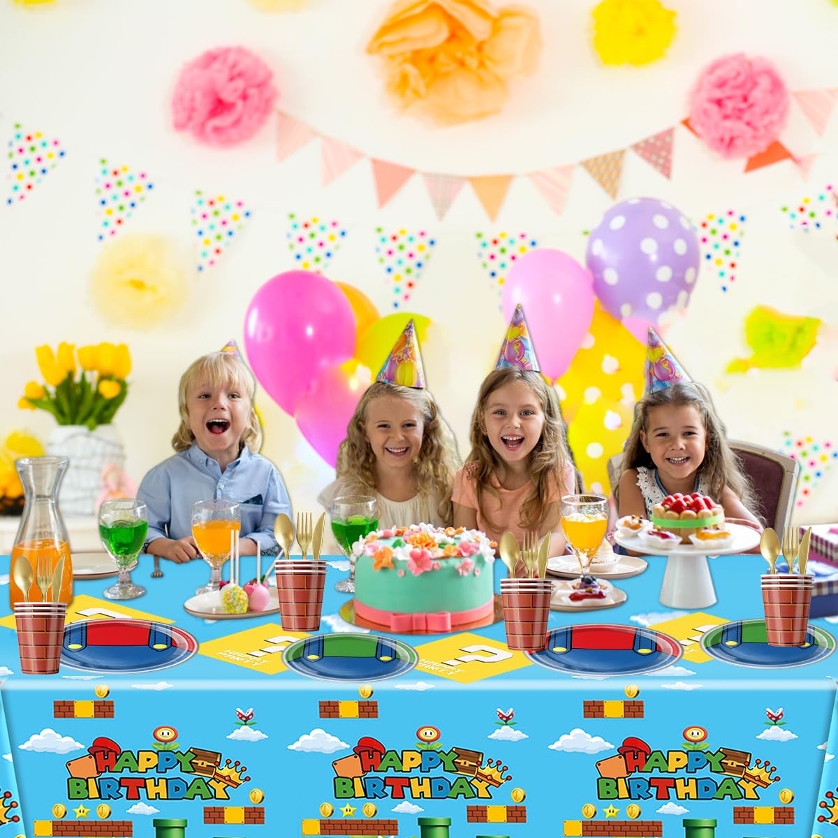 OU RUI 81Pcs Super Brother Party Tableware Set – Complete Birthday Party Supplies & Decor