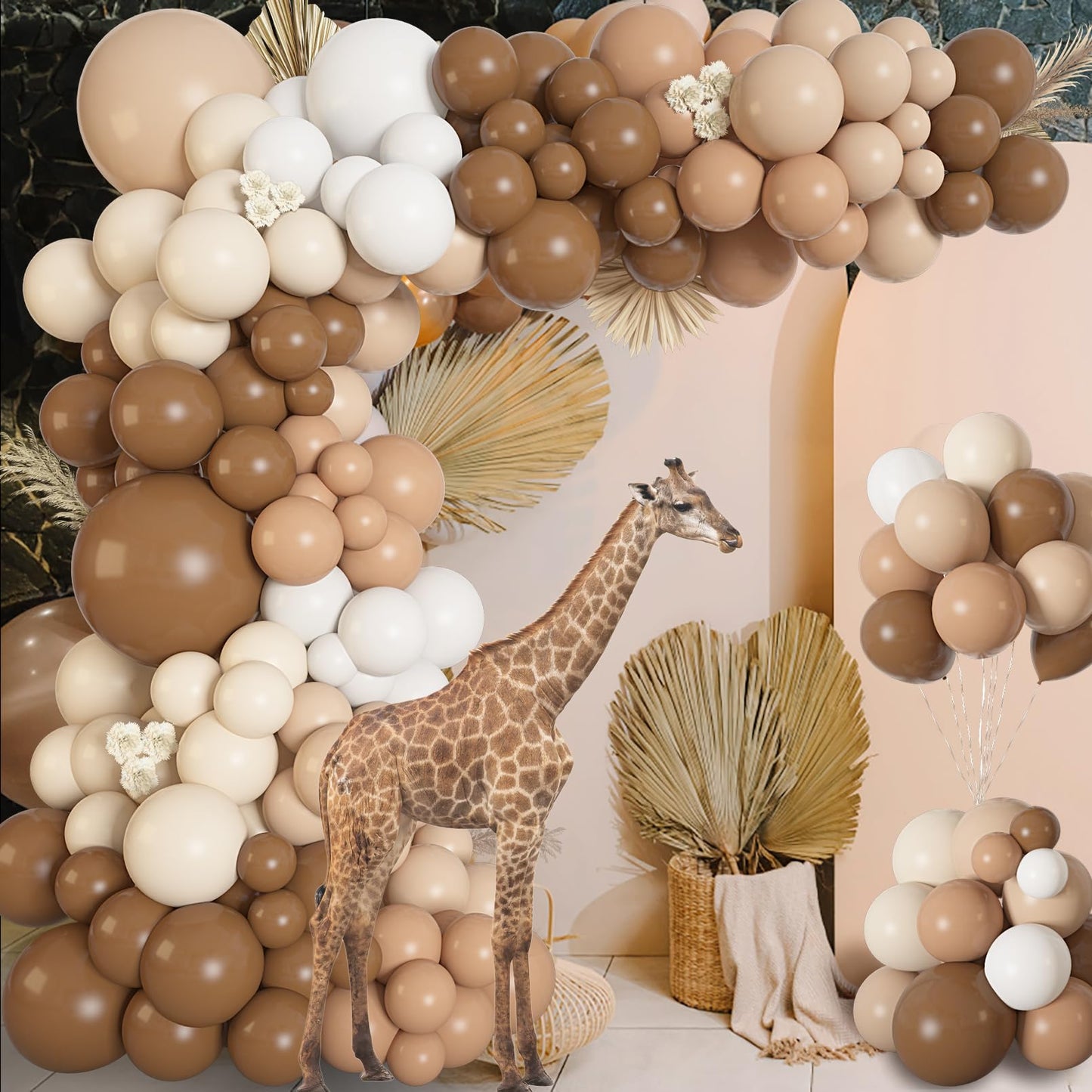 Ouddy Life 146Pcs Brown Balloons Arch Kit – Neutral Nude Coffee Palette for Woodland Baby Showers & Parties
