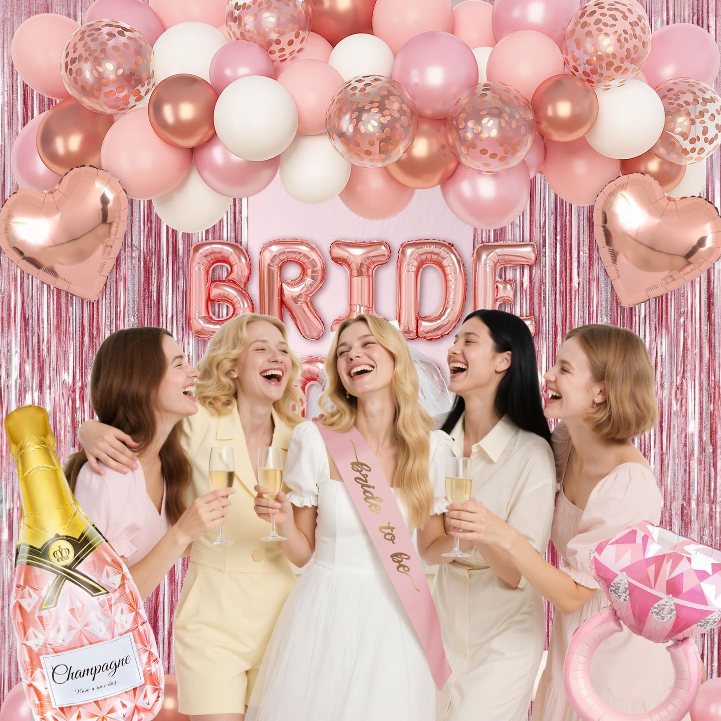 Ouddy Life Rose Gold Bachelorette Party Decorations – Bride to Be Set
