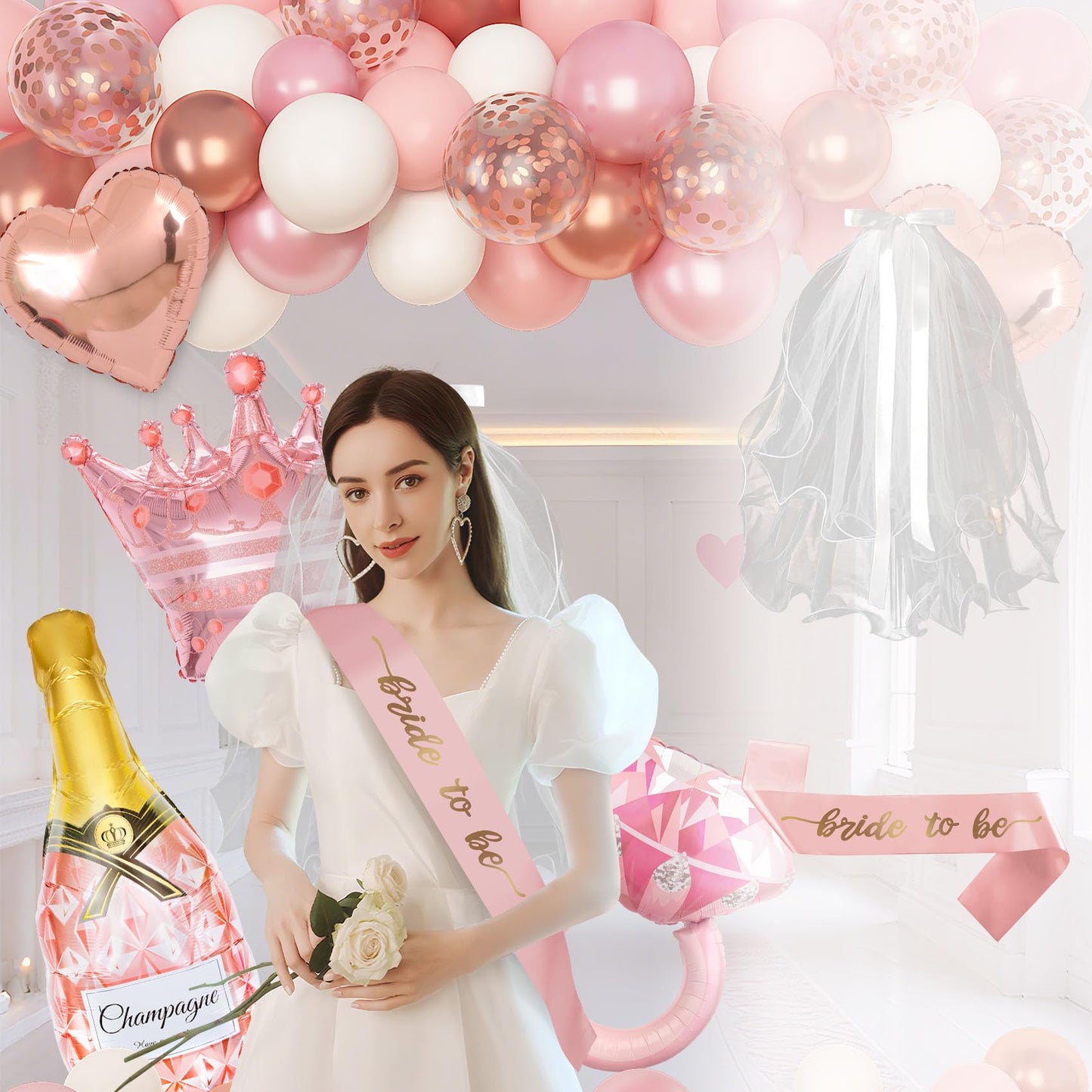 Ouddy Life Rose Gold Bachelorette Party Decorations – Bride to Be Set