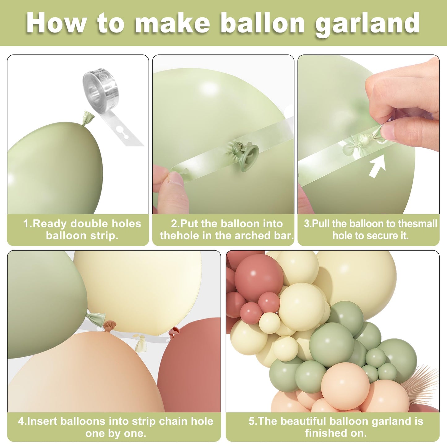 Ouddy Party 149Pcs Dusty Pink & Sage Green Balloon Arch Garland Kit – 18in, 12in, 10in & 5in Mix