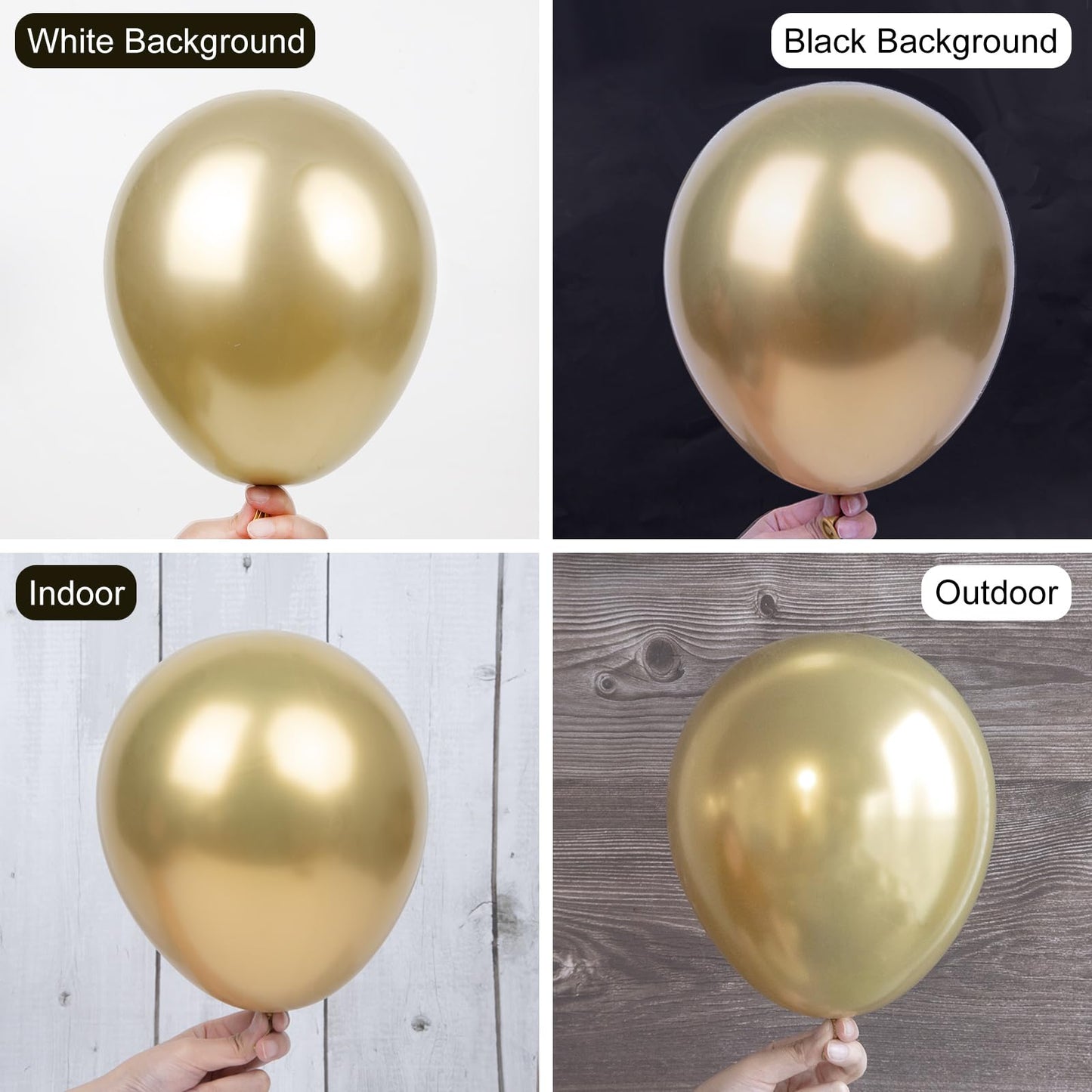 Ouddy Party 129Pcs Metallic Gold Balloon Kit – 18in/12in/10in/5in Latex with Arch Strip & Ribbon