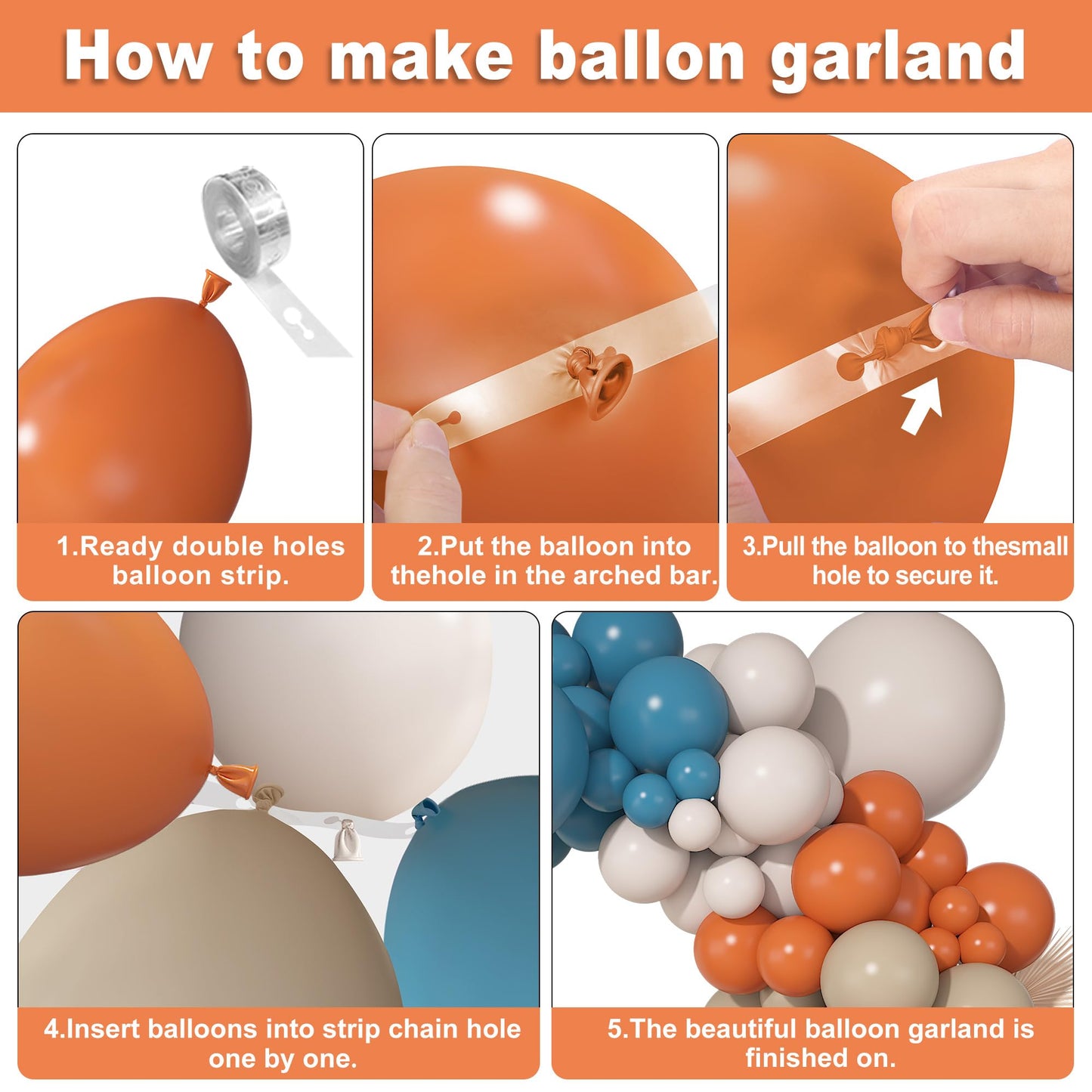 Ouddy Party 149Pcs Dusty Blue & Burnt Orange Balloon Arch Garland Kit – 18in, 12in, 10in & 5in Balloons