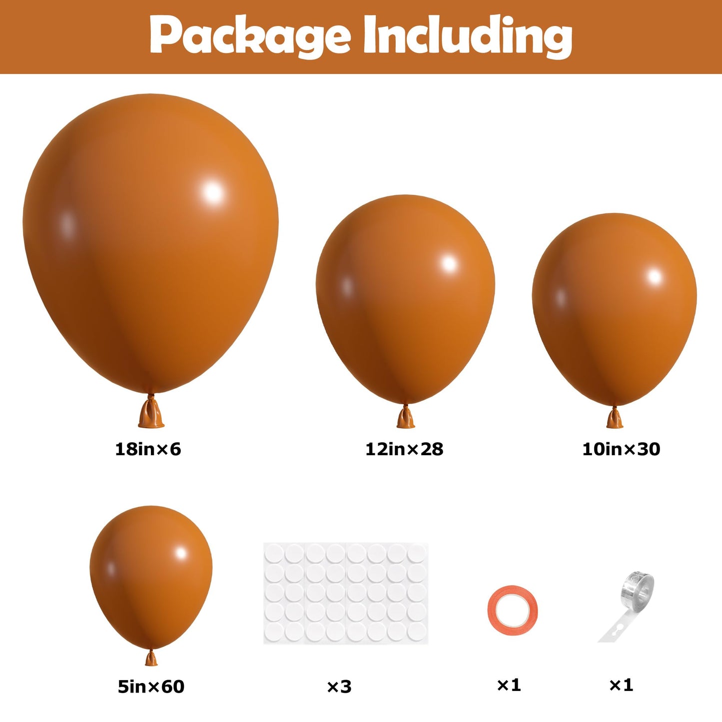 Ouddy Party 129Pcs Burnt Orange Balloon Arch Kit – 18/12/10/5in Latex Balloons