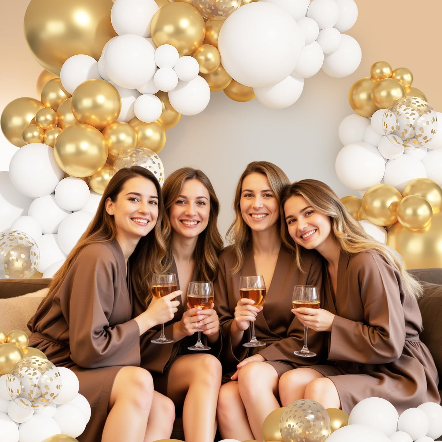 Ouddy Party 149Pcs White & Gold Balloon Arch Garland Kit – 18/12/10/5in