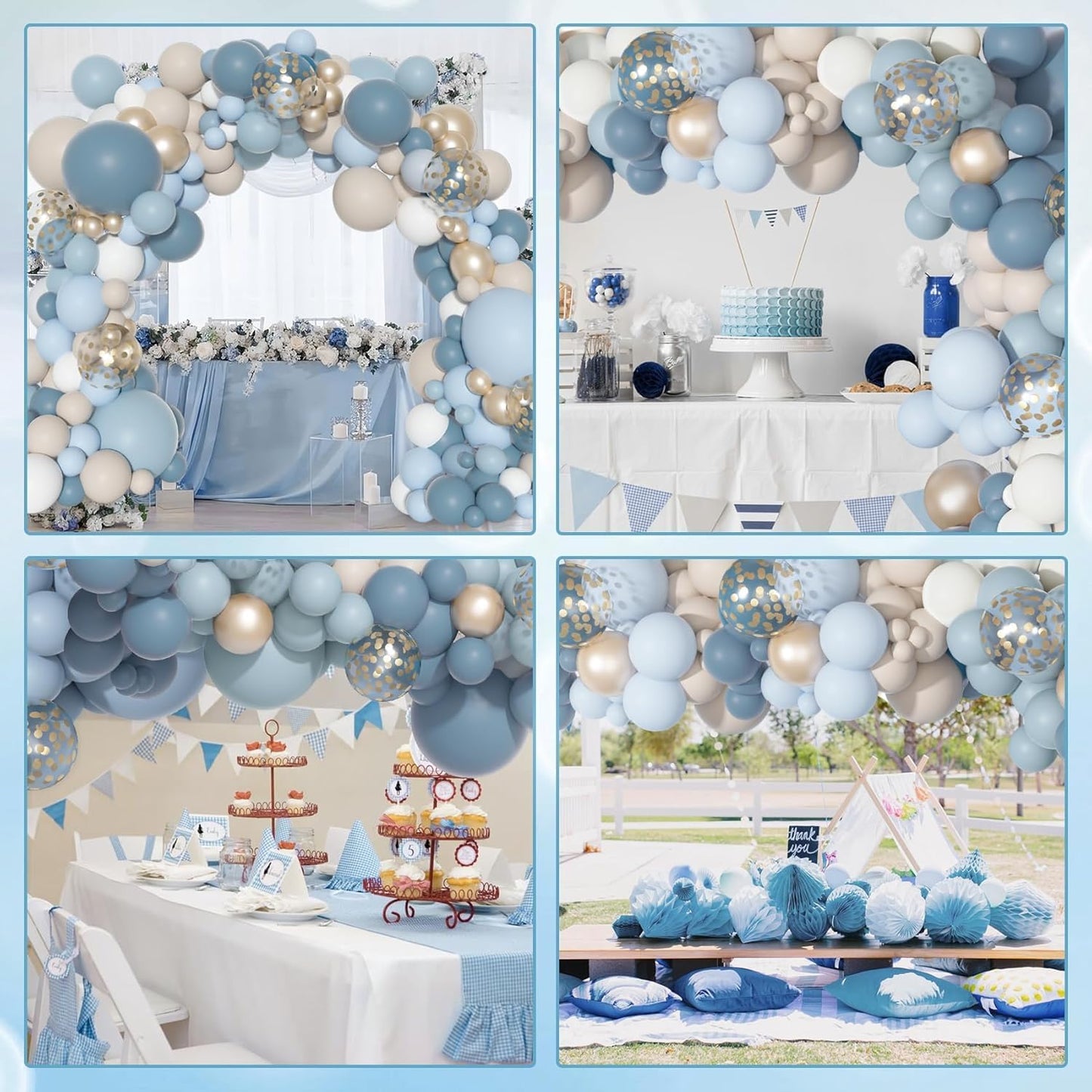 Ouddy Party Dusty Blue Balloon Arch Garland Kit – 18/12/10/5 in Balloons for Baby Showers & Weddings
