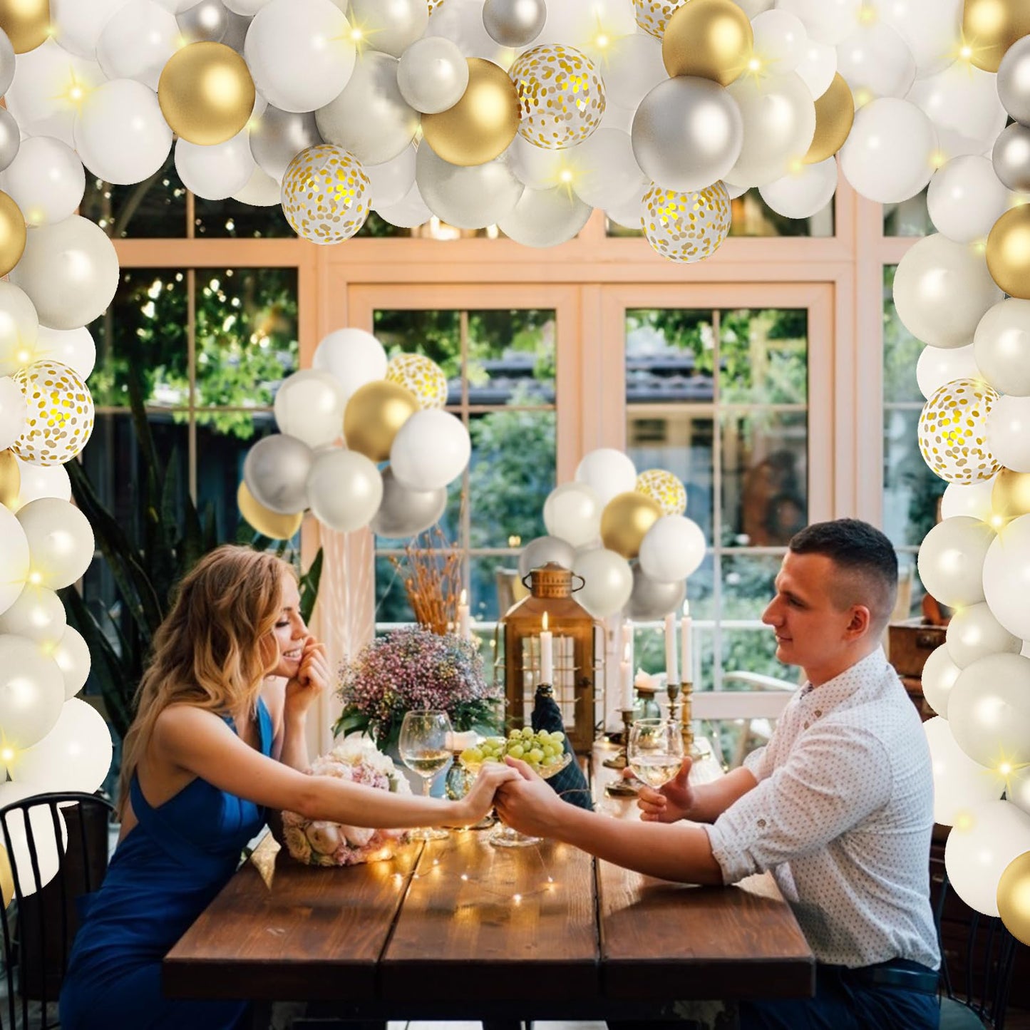Ouddy Party 129Pcs Metallic Gold Balloon Kit – 18in/12in/10in/5in Latex with Arch Strip & Ribbon