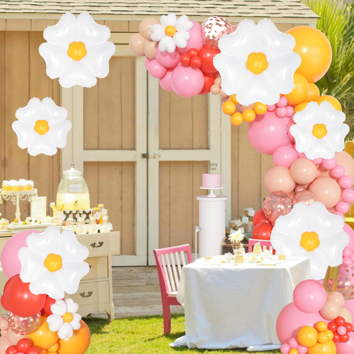 Ouddy Party 168Pcs Daisy Balloon Arch Garland Kit – Pastel Blooms