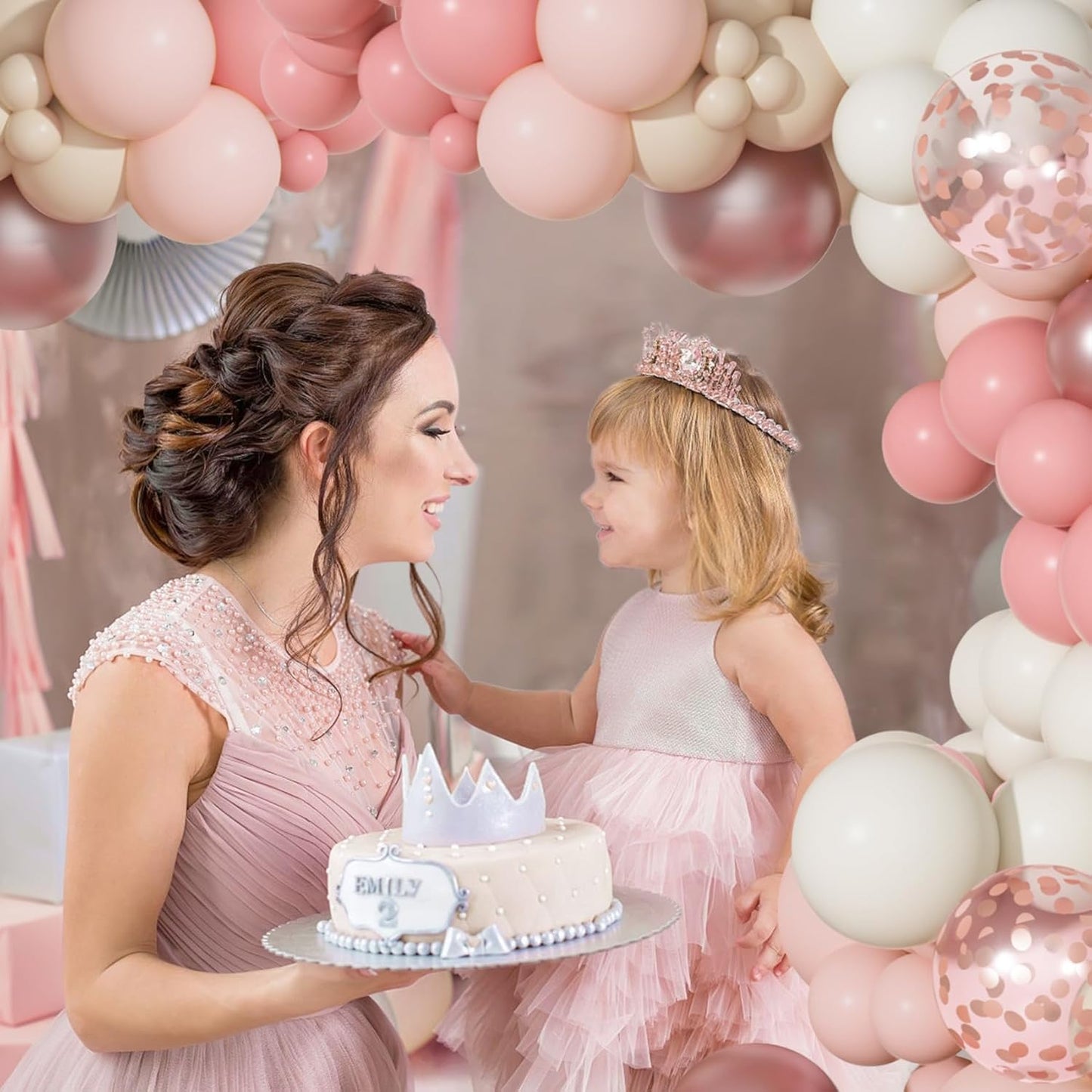 Ouddy Party Dusty Pink Balloon Arch Garland Kit | Boho Latex Balloons for Baby Showers & Parties