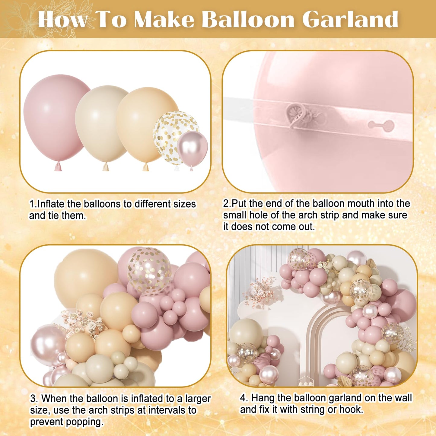 Ouddy Party Boho Dusty Pink Balloons Garland Arch Kit – 18/12/10/5 Inch Latex & Confetti