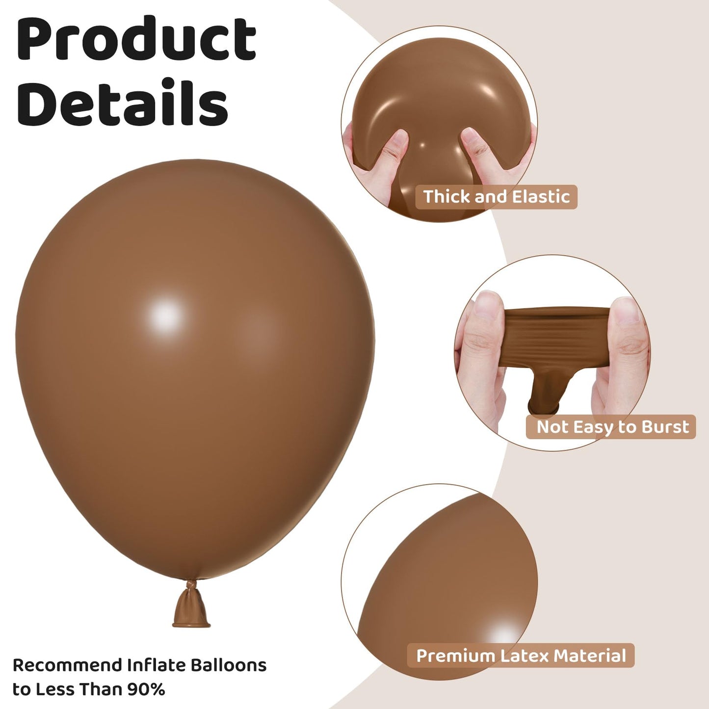 Ouddy Party 129Pcs Brown Balloon Arch Kit – 18/12/10/5in Latex Balloons