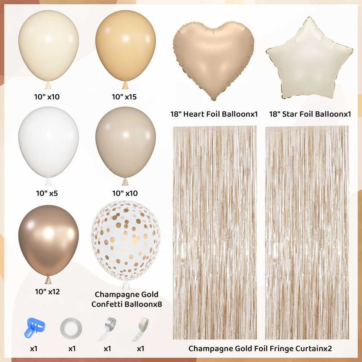 Ouddy Party Neutral Birthday Decorations for Women – Beige Cream Boho Balloon Kit