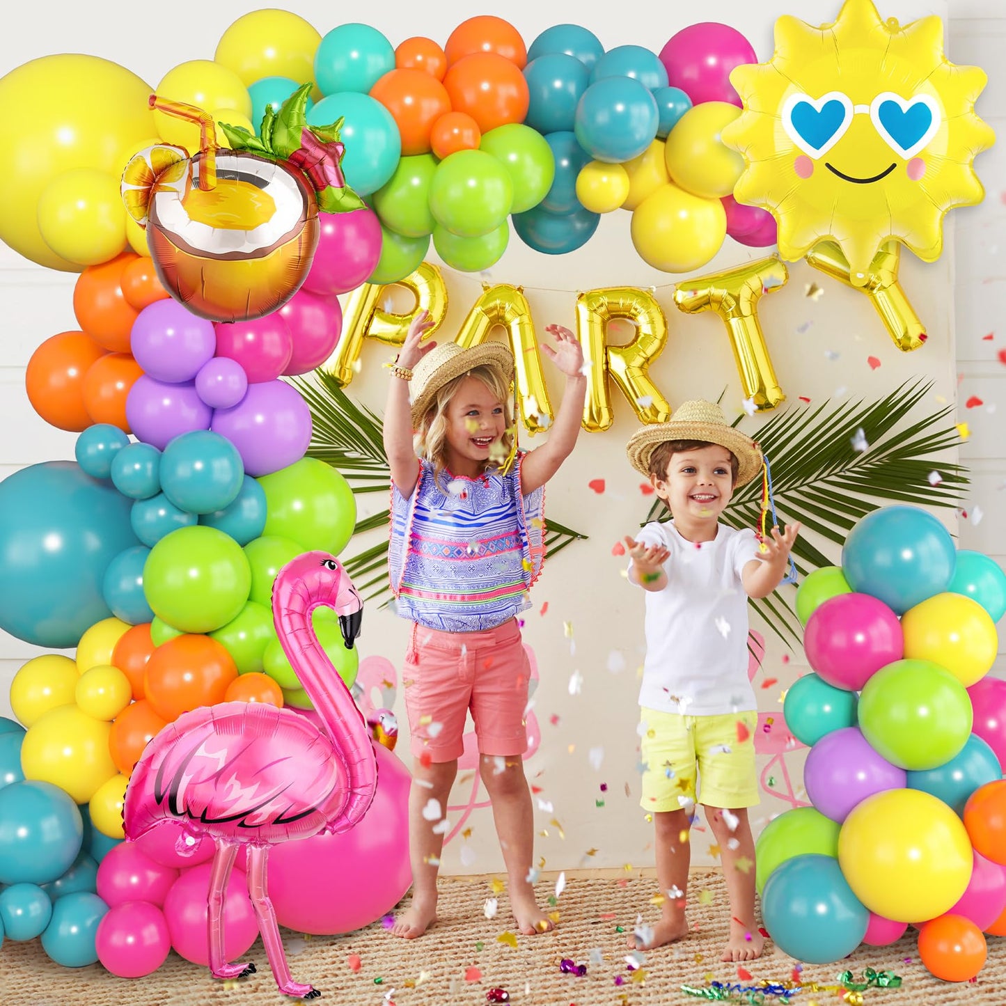Ouddy Party 164Pcs Summer Tropical Balloon Arch Garland Kit | Hawaiian Luau, Baby Shower & Birthday Party Decorations