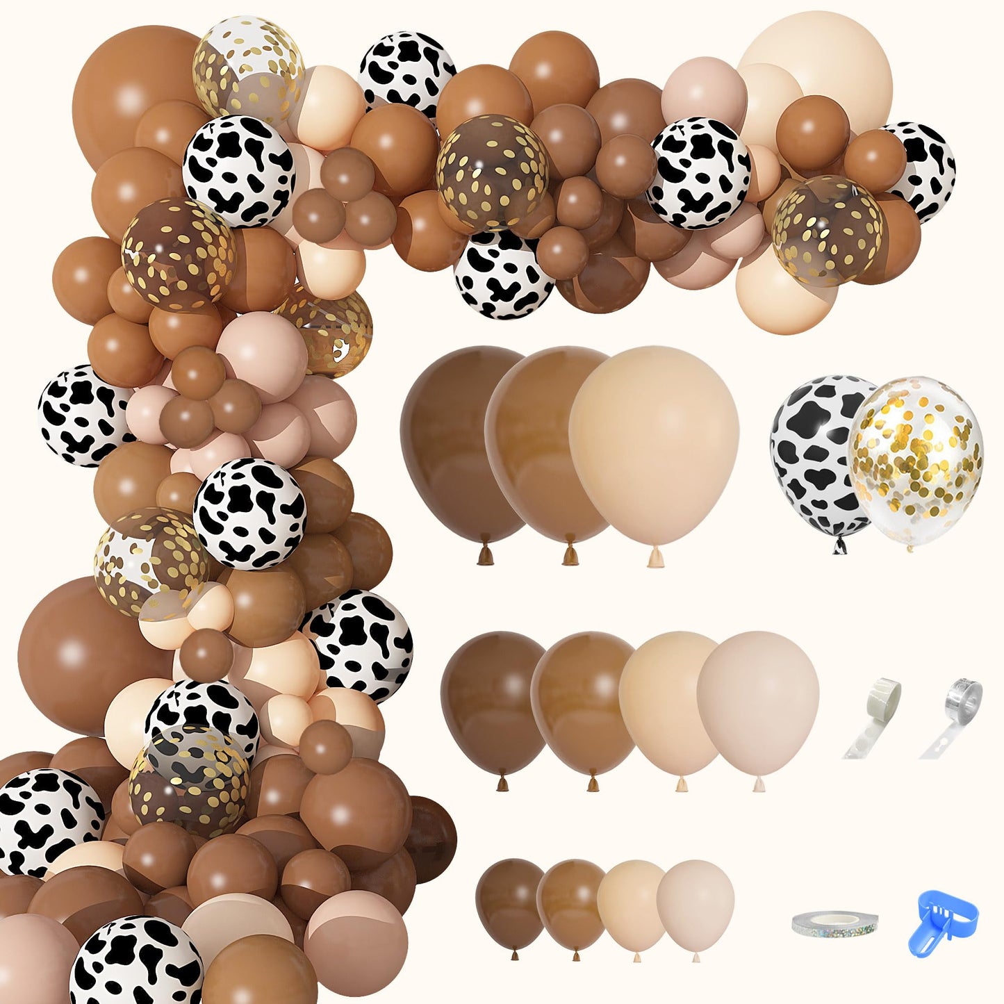 Ouddy Party 170Pcs CowBoy Balloons Garland Arch Kit | Western Cowboy & Cow Print Party Decor