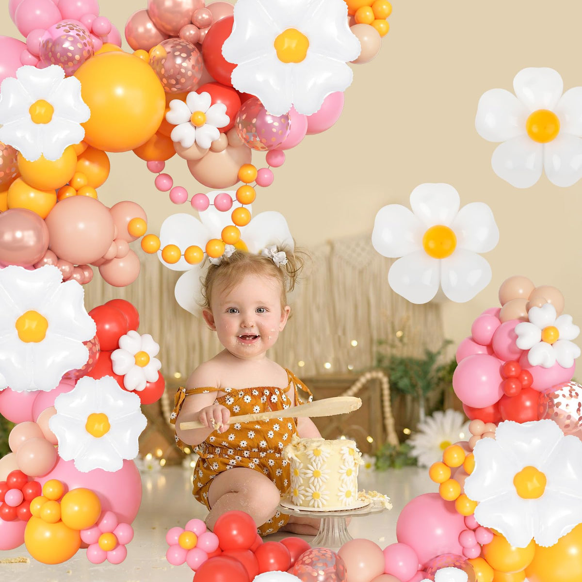 Ouddy Party 168Pcs Daisy Balloon Arch Garland Kit – Pastel Blooms