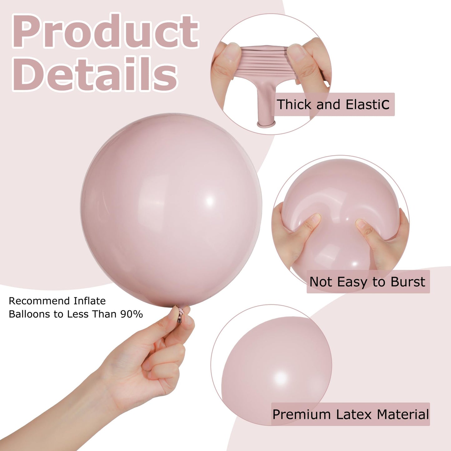 Ouddy Party 129-Pcs Dusty Pink Balloon Arch Kit – Boho Blush Balloons for Weddings & Parties