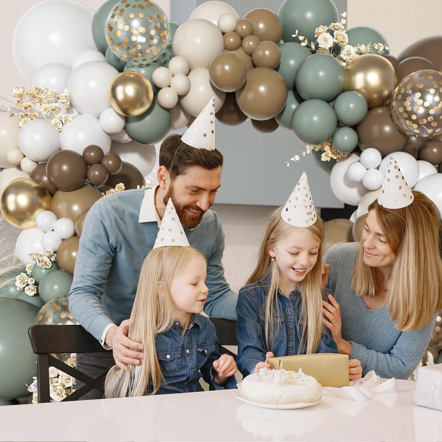 Ouddy Party Dusty Green Nude Balloons Arch Kit – Neutral Baby Shower & Birthday Decor