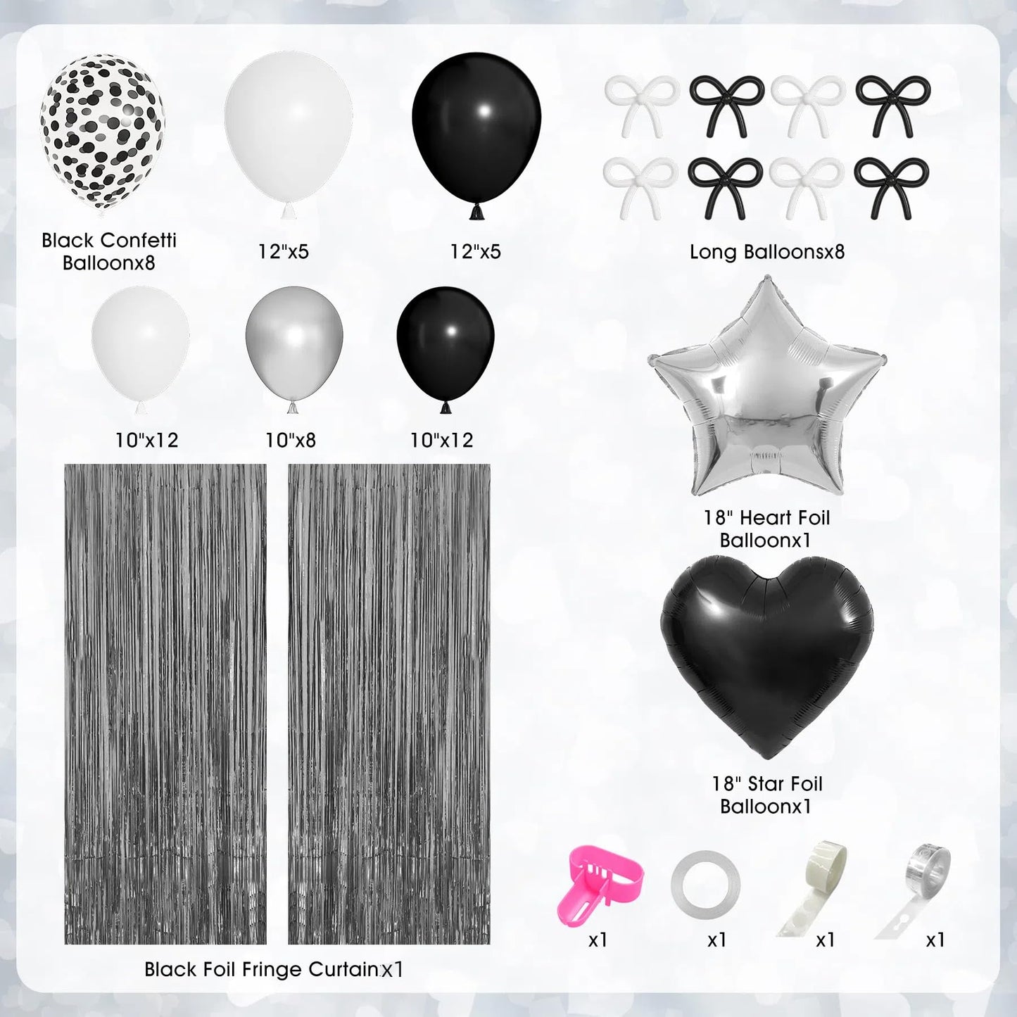 Ouddy Party Black Bow Birthday Decorations – Coquette Black & White Theme Kit