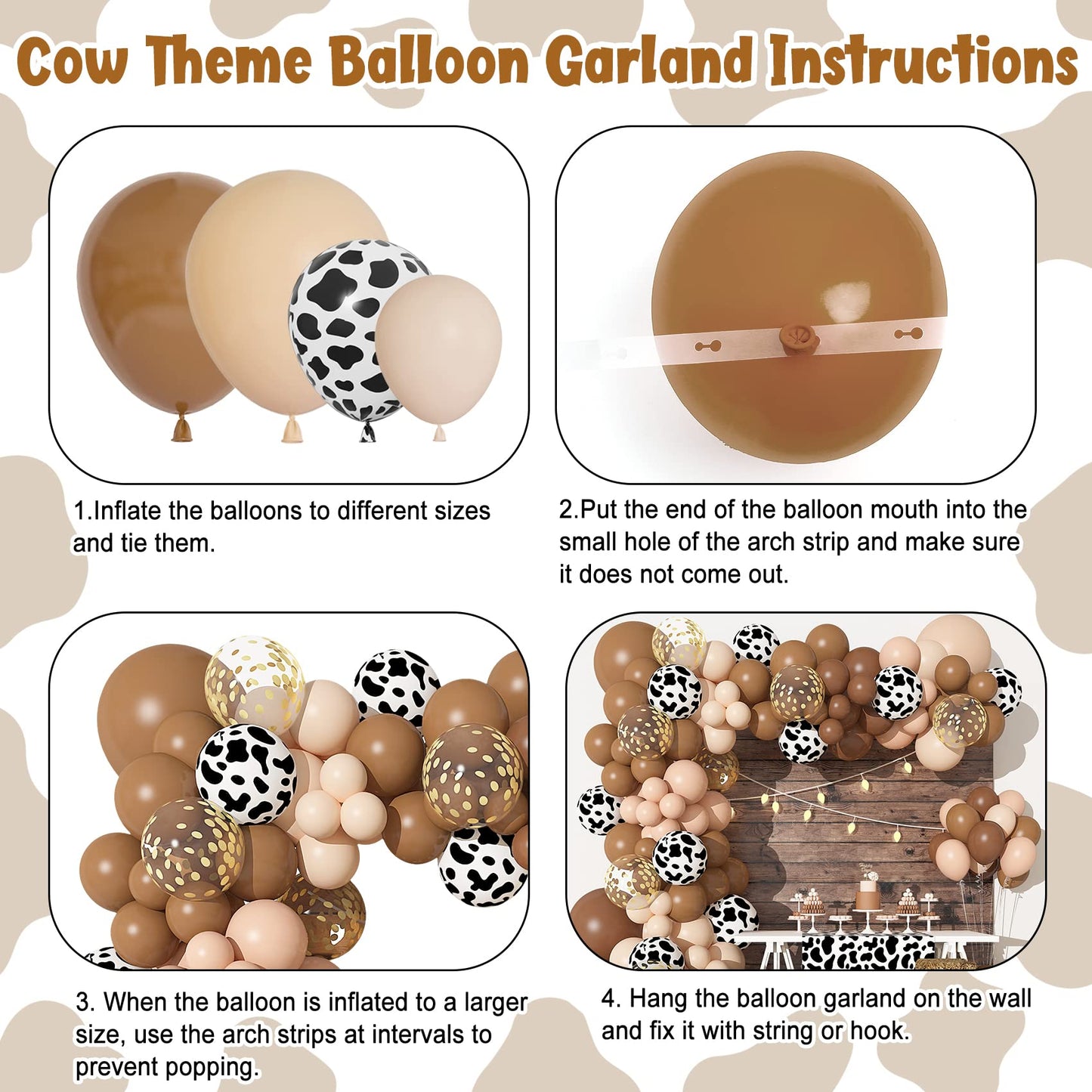 Ouddy Party 170Pcs CowBoy Balloons Garland Arch Kit | Western Cowboy & Cow Print Party Decor