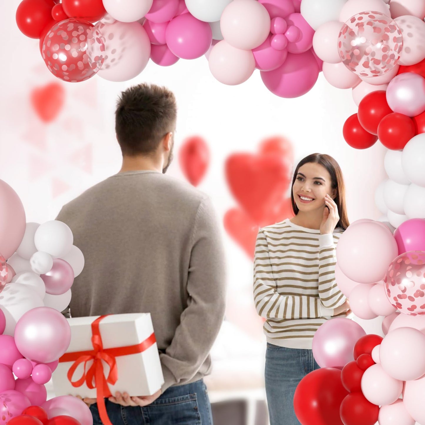 Ouddy Party Red & Pink Balloons Arch Garland Kit – 18/12/10/5in Valentine Balloons for Birthday, Wedding & Party Decor
