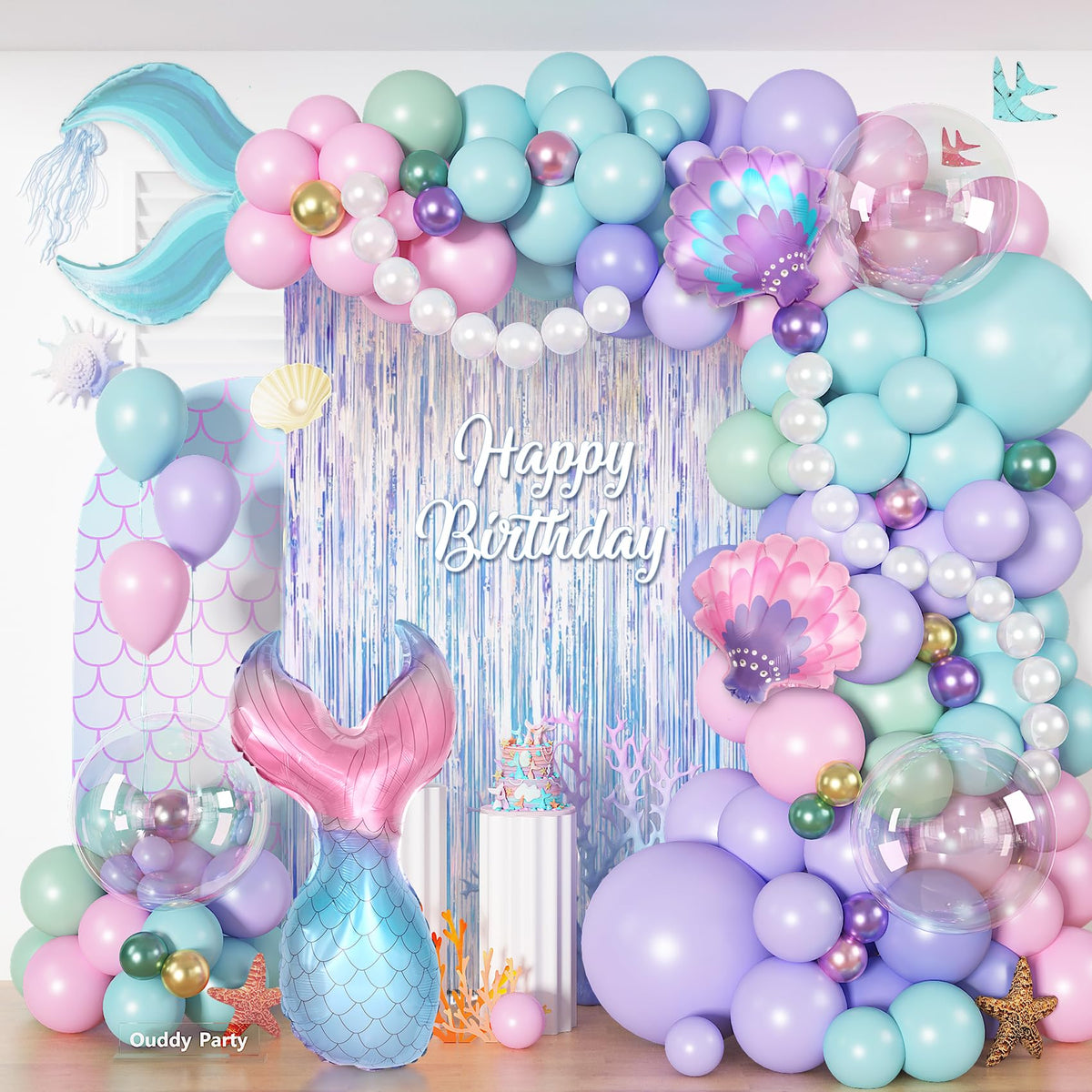 Mermaid Balloon Garland Arch Kit – 142 Pcs Pastel Party Decor | Ouddy Party