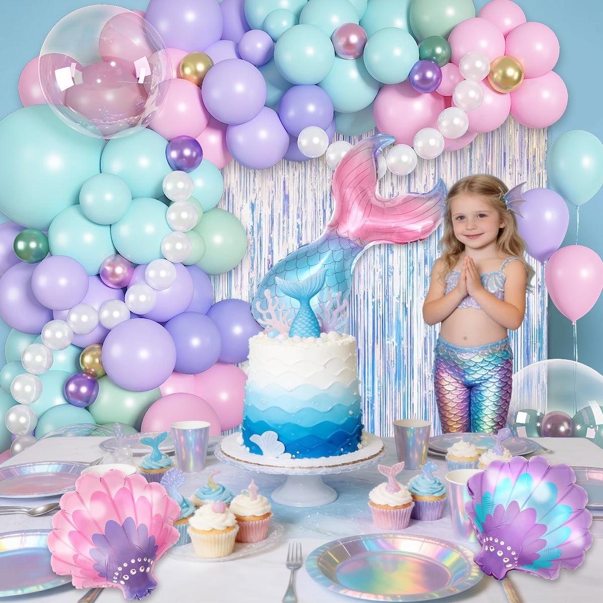 Mermaid Balloon Garland Arch Kit – 142 Pcs Pastel Party Decor | Ouddy Party