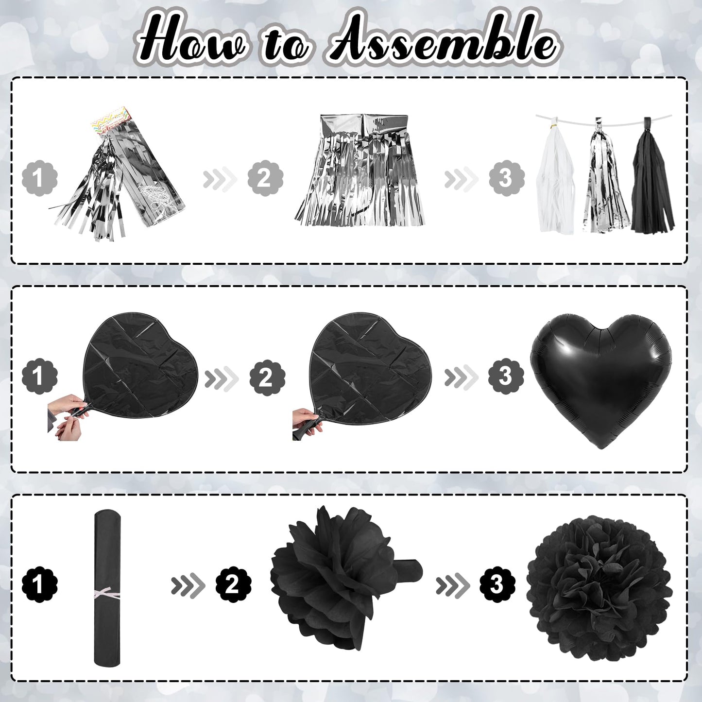Ouddy Party Black Bow Birthday Decorations – Coquette Black & White Theme Kit