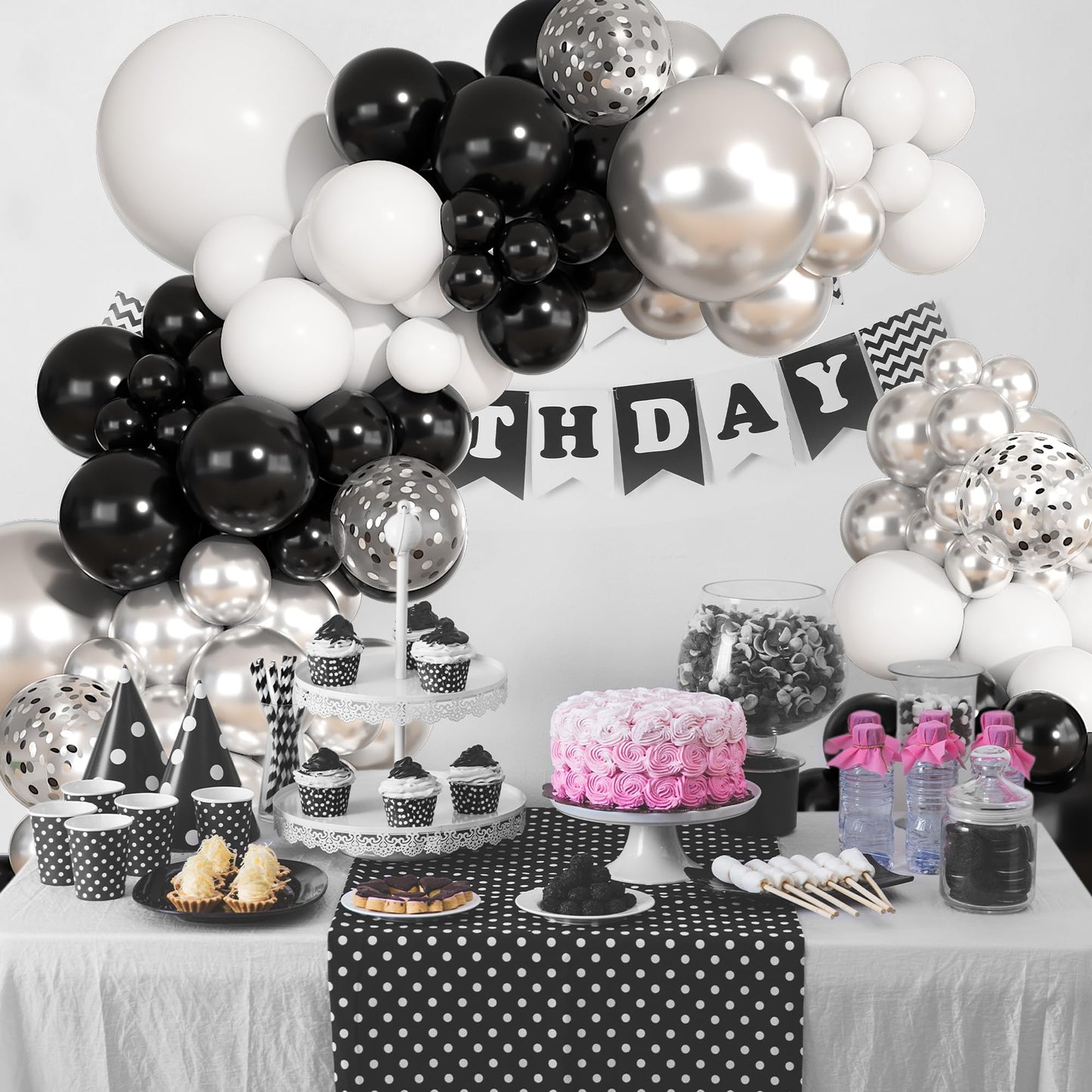 Ouddy Party 149Pcs Black & White Balloon Arch Kit - 18in/12in/10in Latex Balloons