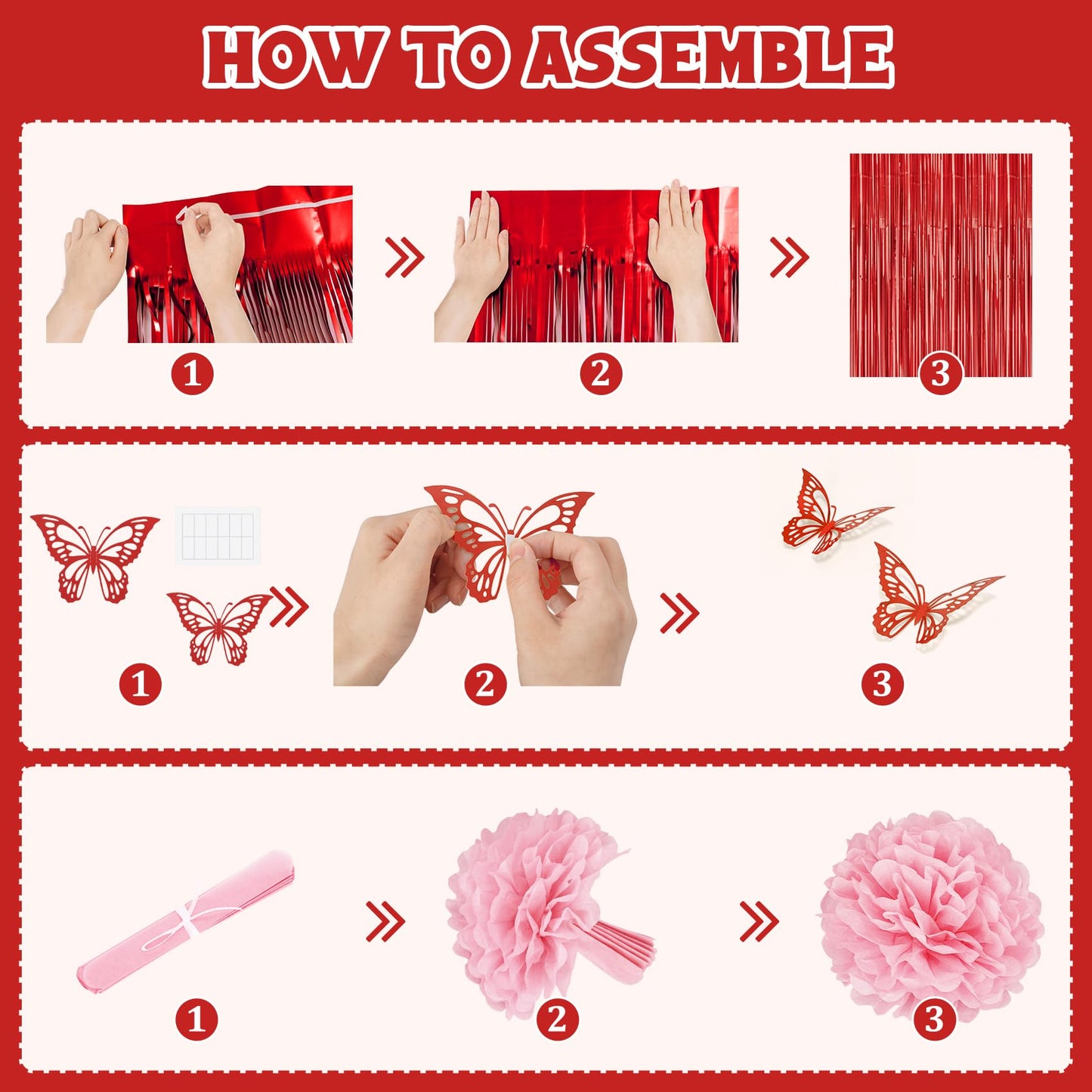 Ouddy Party Red Birthday Decorations – Confetti Balloons, Fringe Curtain, Banners & More