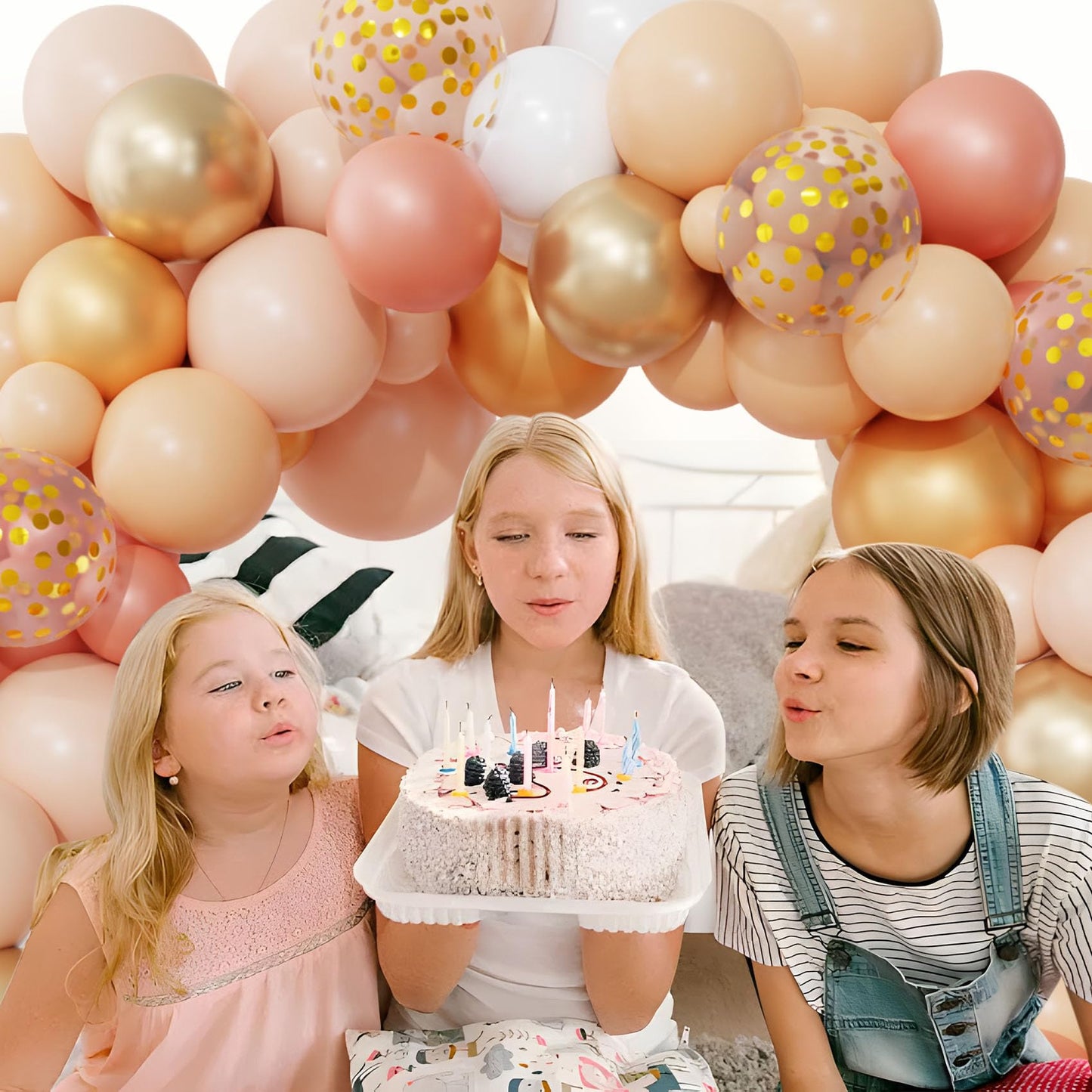 Ouddy Party Blush Balloons Arch Kit — 12in/10in/5in Latex Balloons in Peach & Rose Gold for Weddings & Parties