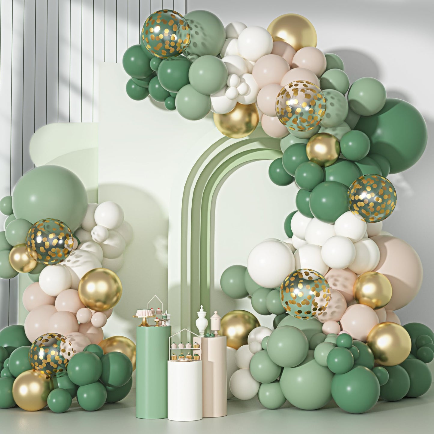 Ouddy Party Sage Green Balloon Arch Kit – 18in/12in/10in Latex Balloons