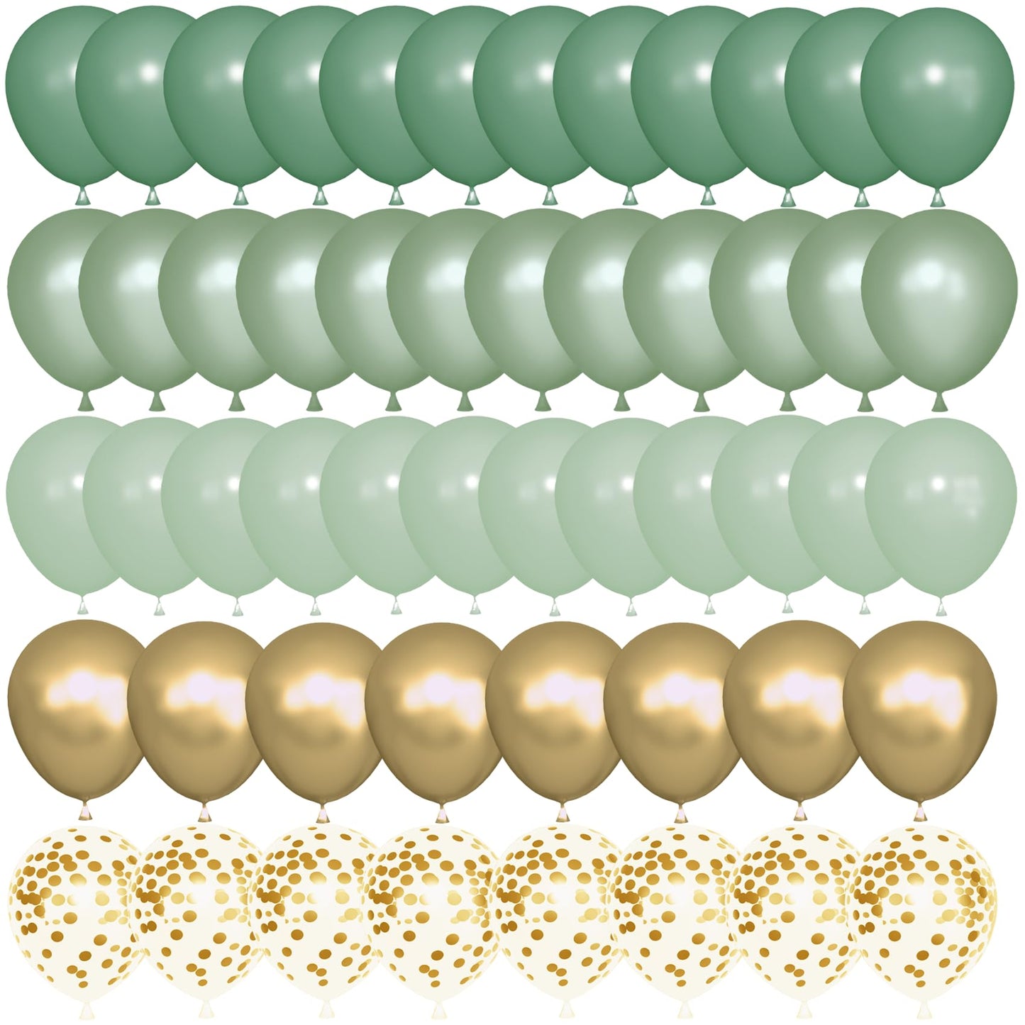 Ouddy Party 72Pcs Sage Green Balloons Set – Pearl Green, Metallic Gold & Confetti for Baby Showers, Weddings, Parties