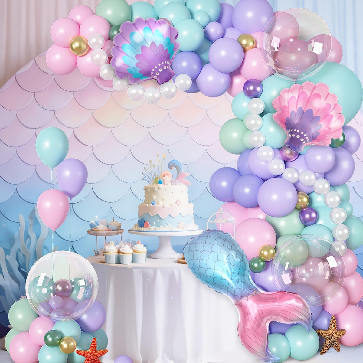 Mermaid Balloon Garland Arch Kit – 142 Pcs Pastel Party Decor | Ouddy Party