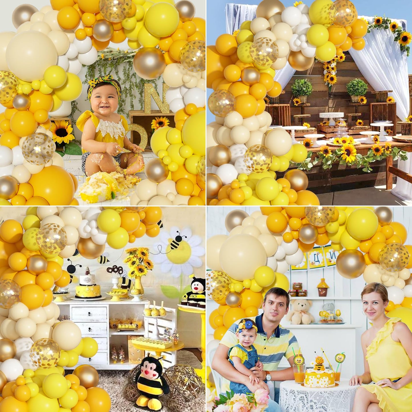 Ouddy Party Yellow Gold Balloons Arch Garland Kit – 18/12/10/5 Inch Mustard & Ivory