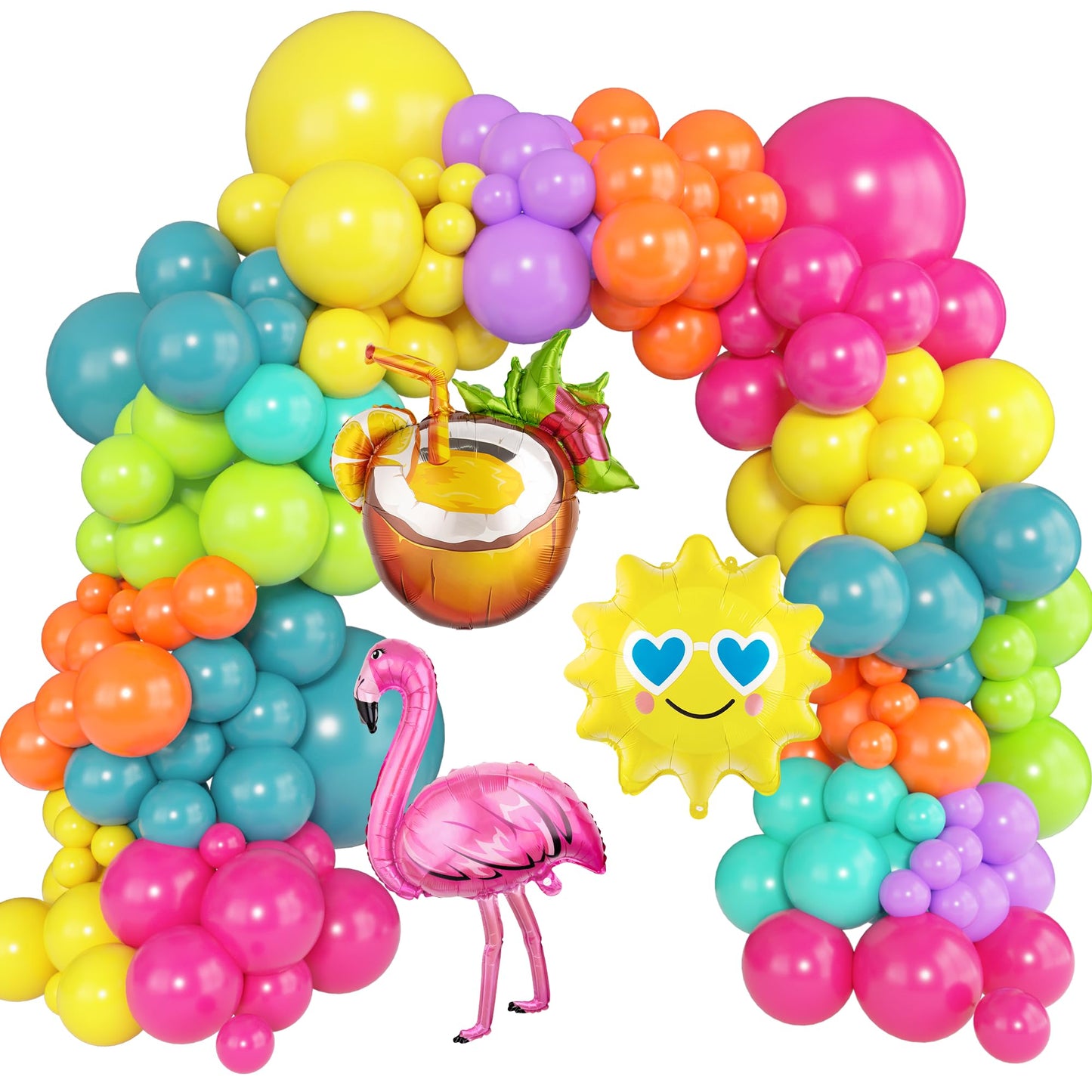 Ouddy Party 164Pcs Summer Tropical Balloon Arch Garland Kit | Hawaiian Luau, Baby Shower & Birthday Party Decorations