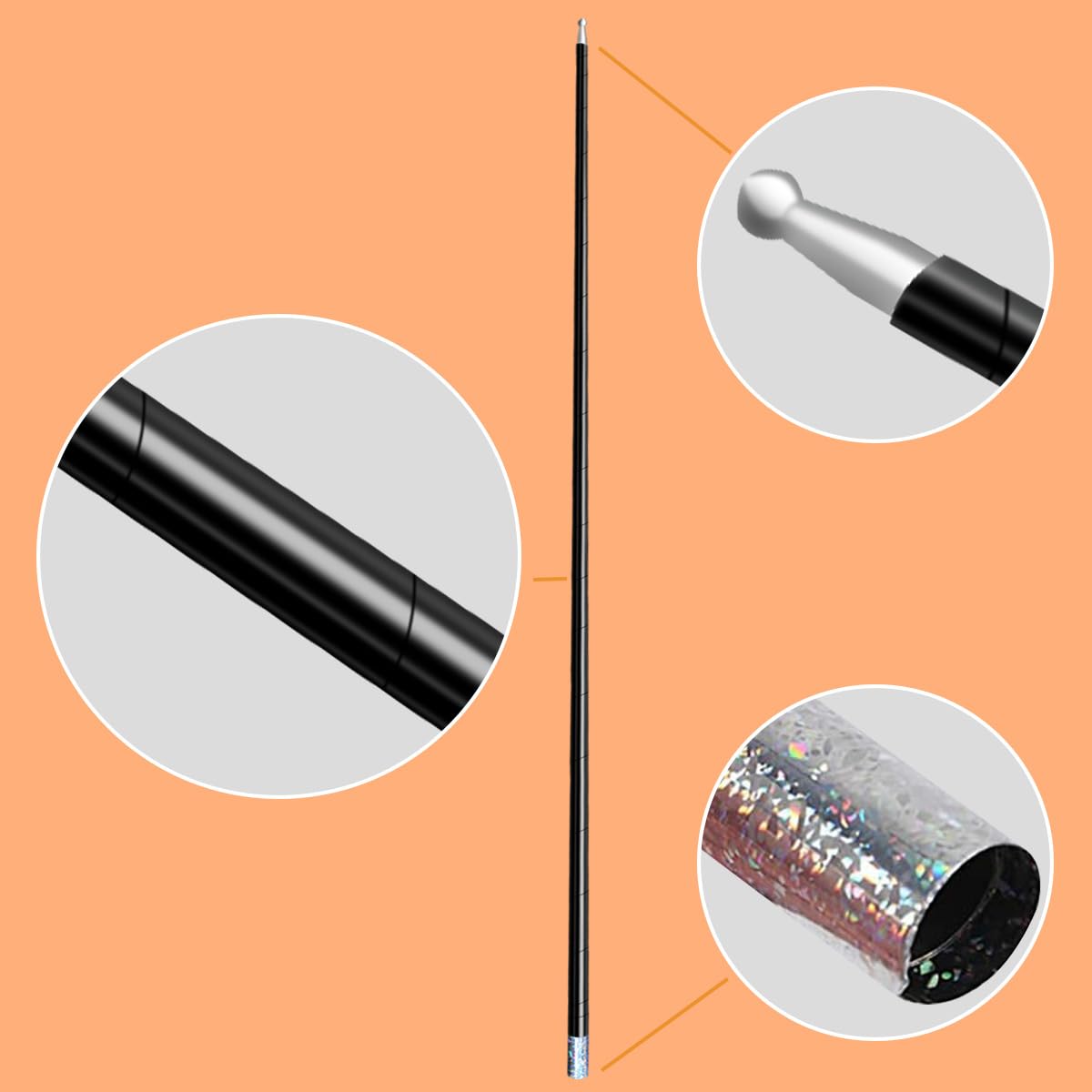 OUERMAMA Black Magic Cane – Metal Appearing Cane with Video Tutorial & Free Gloves