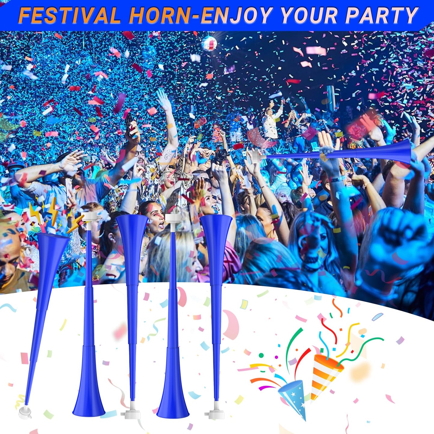 Ouffun Collapsible Stadium Horn 24-Inch | Loud Plastic Vuvuzela for Sports & Events