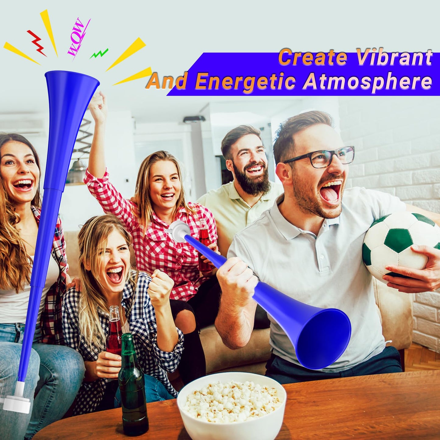 Ouffun Collapsible Stadium Horn 24-Inch | Loud Plastic Vuvuzela for Sports & Events