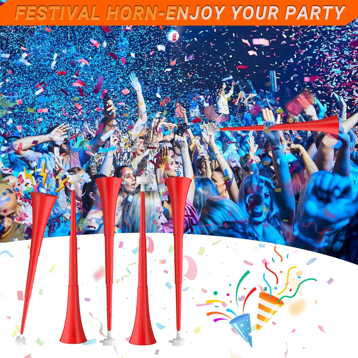 Ouffun 24-Inch Collapsible Stadium Horn – Loud ABS Vuvuzela for Sports, Events & Parties