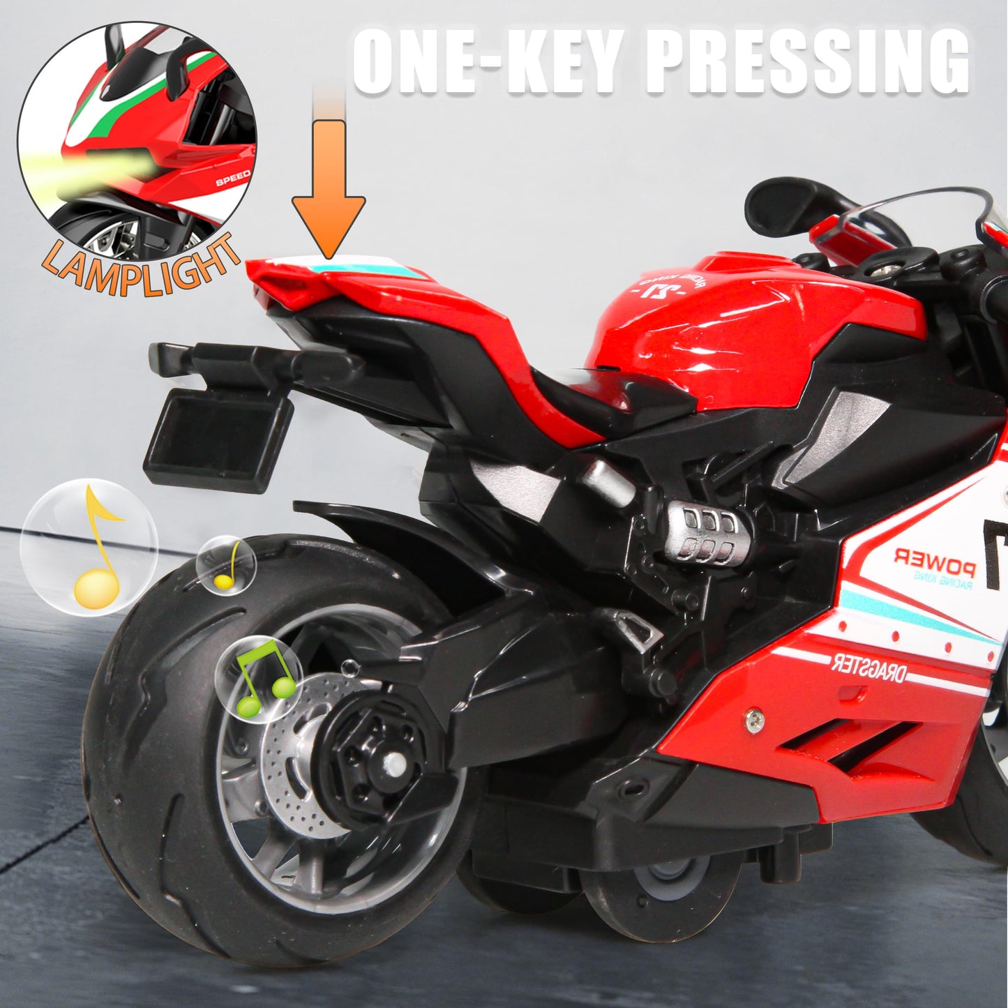 OUFOTAT Pull Back Motorcycle Toys 4 Pack – LED Lights & Realistic Sounds, Die-Cast Mini Vehicles for Kids 3+