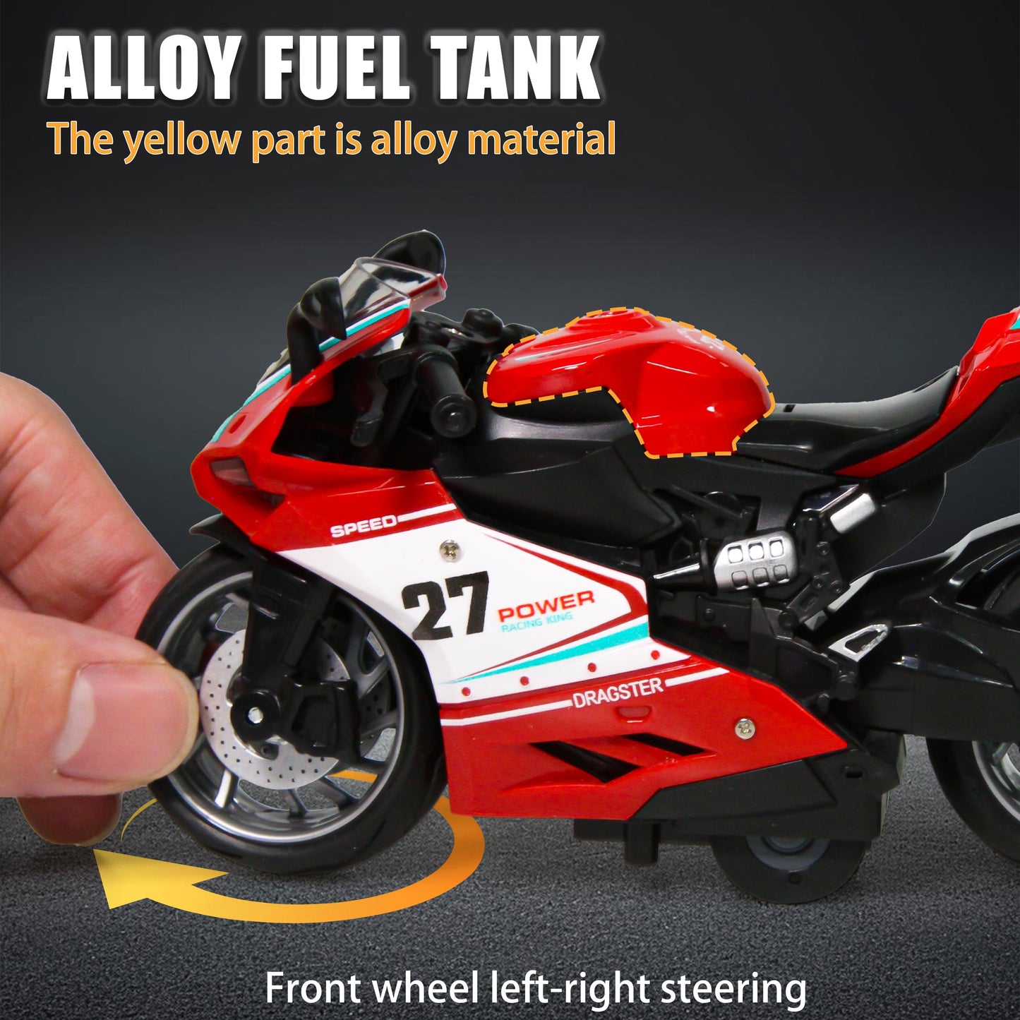OUFOTAT Pull Back Motorcycle Toys 4 Pack – LED Lights & Realistic Sounds, Die-Cast Mini Vehicles for Kids 3+