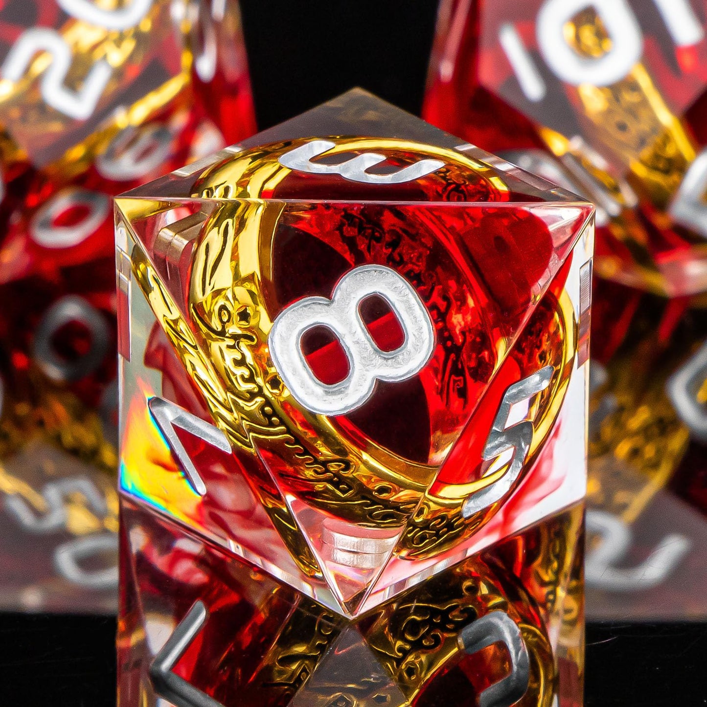 OUKELANWO Magic Lord Rings DND Dice Set – 7-Piece Ring Dice with Box