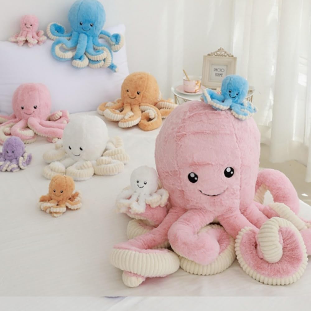 OUKEYI 15.7-Inch Blue Octopus Plush Toy – Soft Stuffed Animal for Kids and Adults